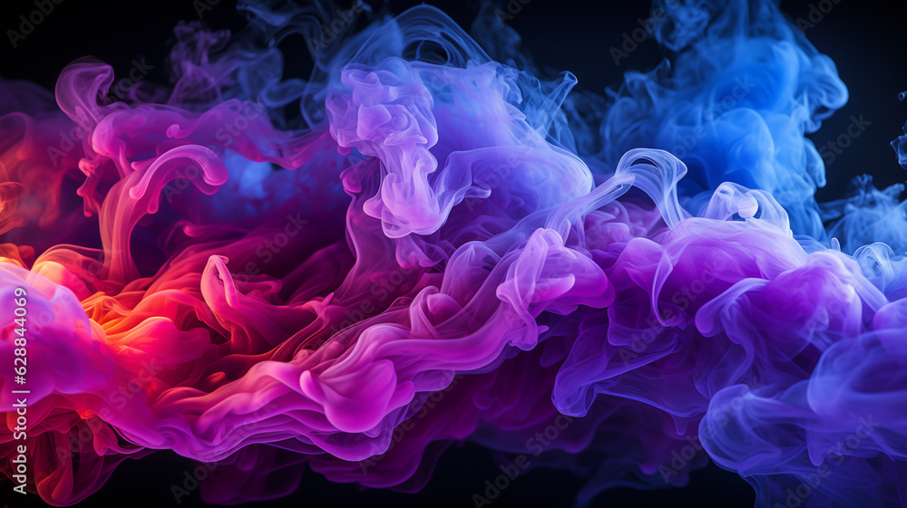 explosion of colored powder on black background.generative ai