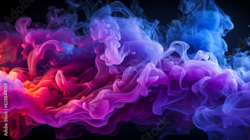 explosion of colored powder on black background.generative ai