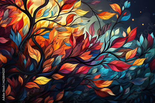 Artistic autumn foliage backdrop. Generative AI
