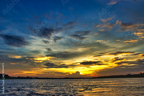 sunset over the sea  Padma River  Kushtia  Cloudy Sky  Beautiful Sky  Dusk  Ganga River  Gorai River  Kushtia