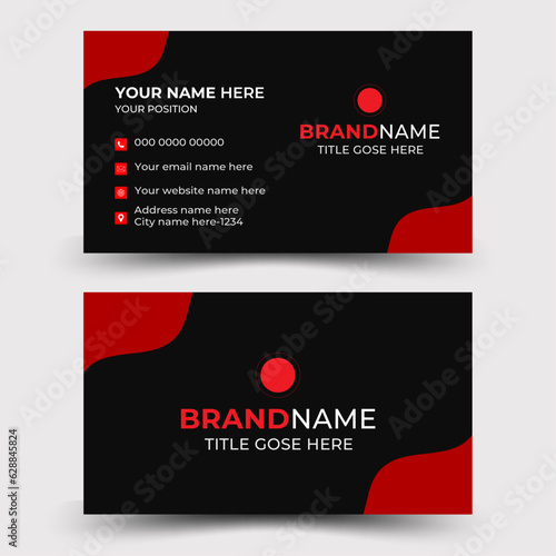 Professional red and black business card. creative modern name card and business card

 photo