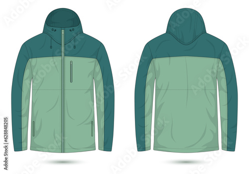 outdoor casual jacket template front and back view