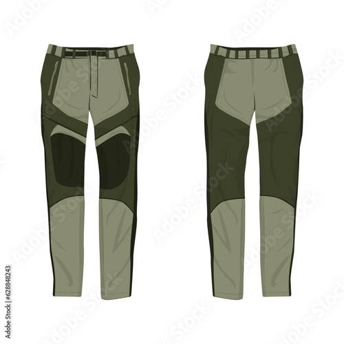 adventure trousers vector illustration front and back view