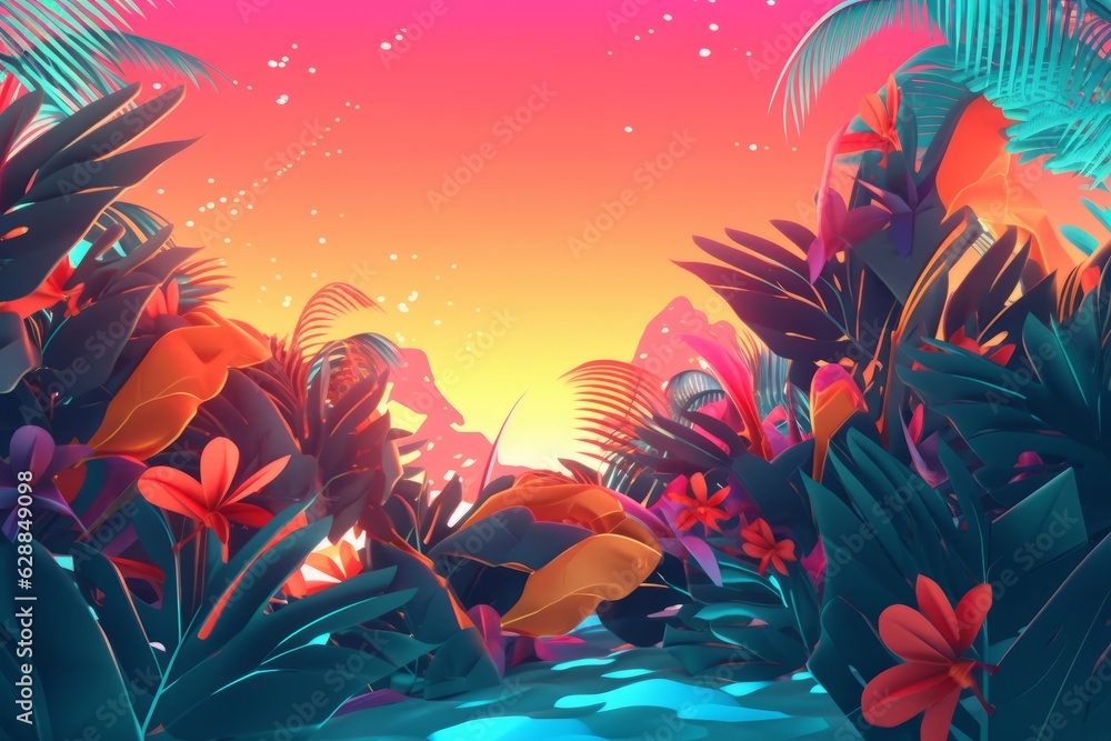 Vibrant Summer Themed 3D Abstract Background Vibrant Summer Themed 3D Abstract Background