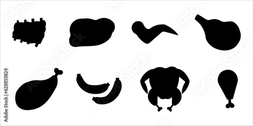 meat bbq grill black white set collection