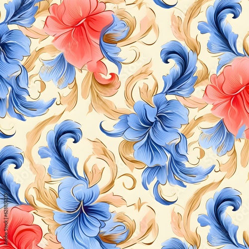seamless pattern with flowers painting AI generated