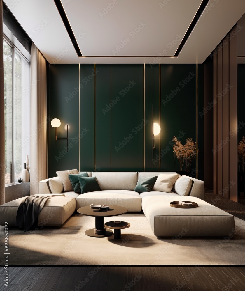 Close-up Details of a Luxurious Couch in a Modern Living Room with nature accents Close-up Details of a Luxurious Couch in a Modern Living Room with nature accents