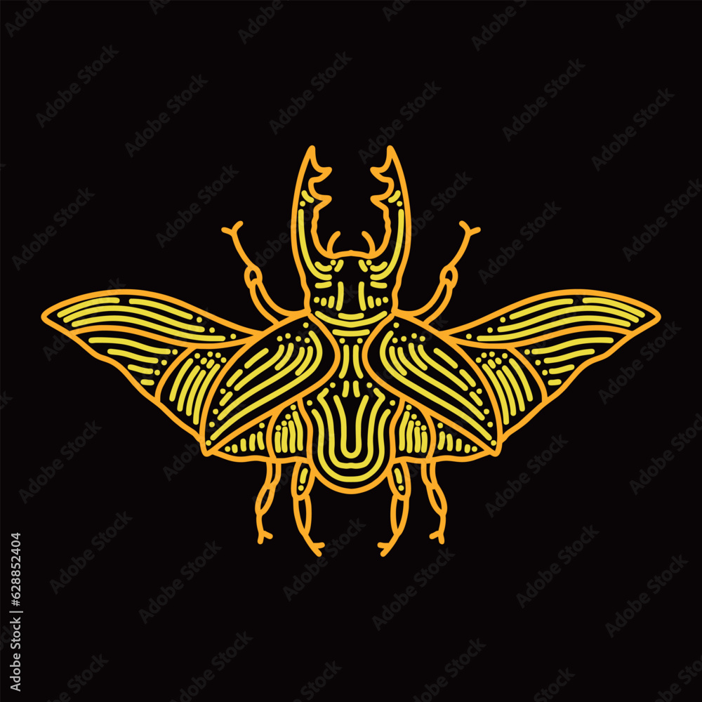 Fototapeta premium Premium Monoline Beetle Vector Graphic Design illustration Vintage style line Emblem Symbol and Icon