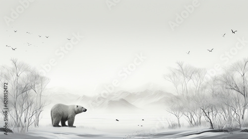 polar bear sitting in snow.generative ai