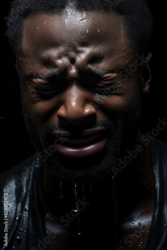 a black man crying