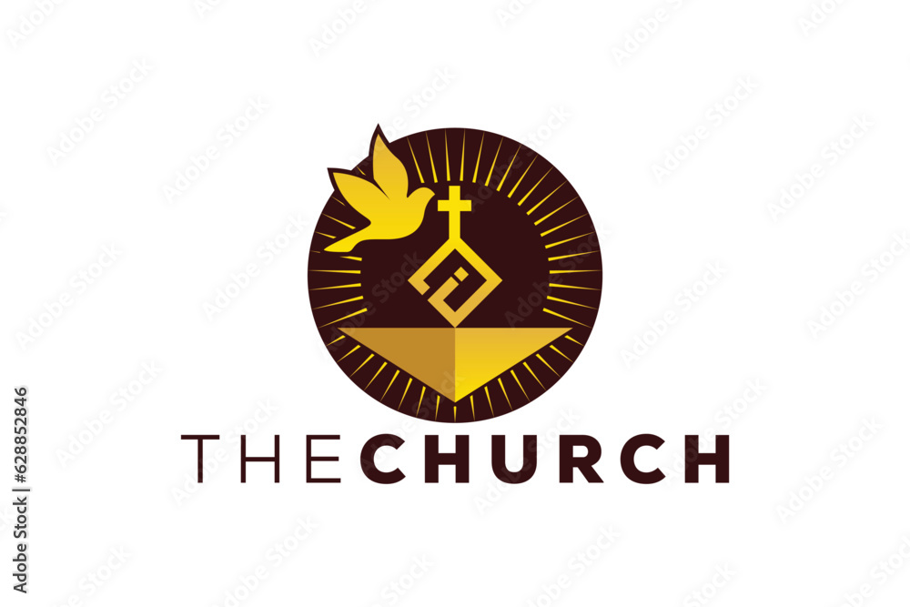 Fototapeta premium Trendy and Professional letter i church sign Christian and peaceful vector logo