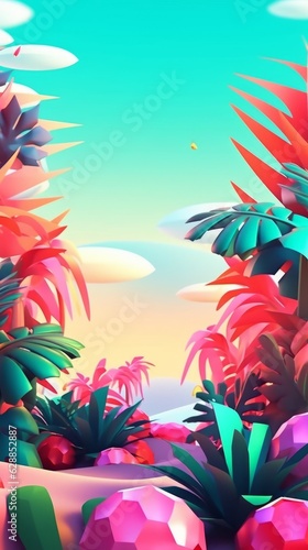 Vibrant Summer Themed 3D Abstract Background