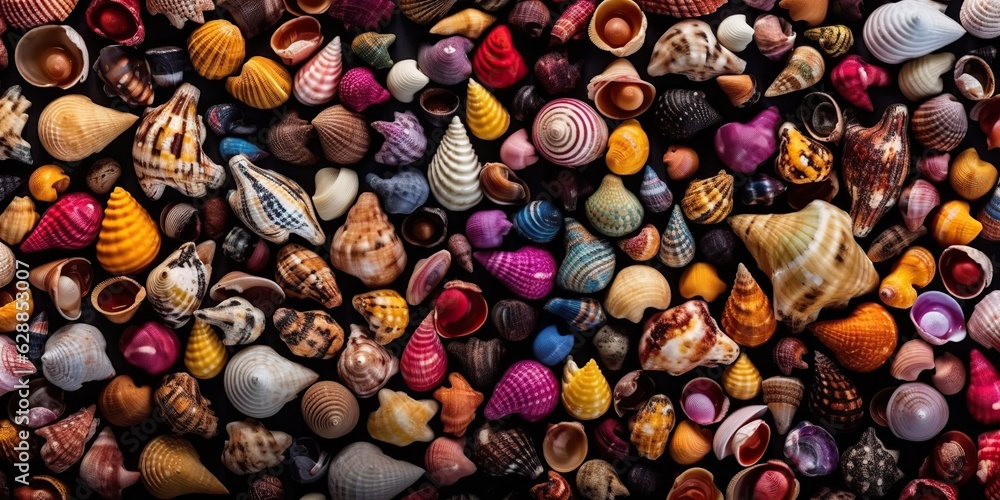 AI Generated. AI Generative. Nautical Marine underwater sea ocean sand vacation shell star background pattern decoration mock up with many items on canvas place AI Generated. AI Generative. Nautical Marine underwater sea ocean sand vacation shell star background pattern decoration mock up with many items on canvas place