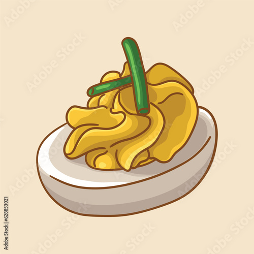 Deviled eggs. Popular types of canapes.