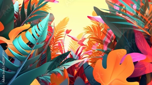 Vibrant Summer Themed 3D Abstract Background