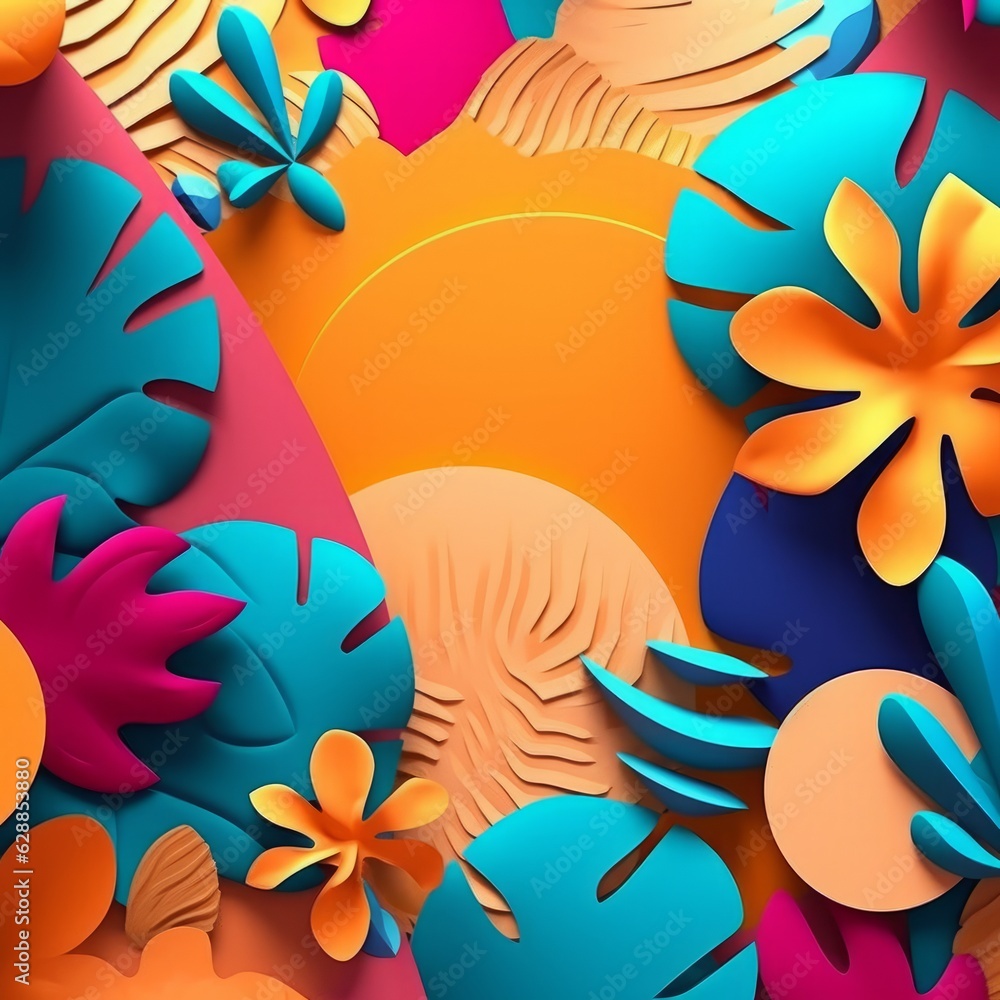 Vibrant Summer Themed 3D Abstract Background Vibrant Summer Themed 3D Abstract Background