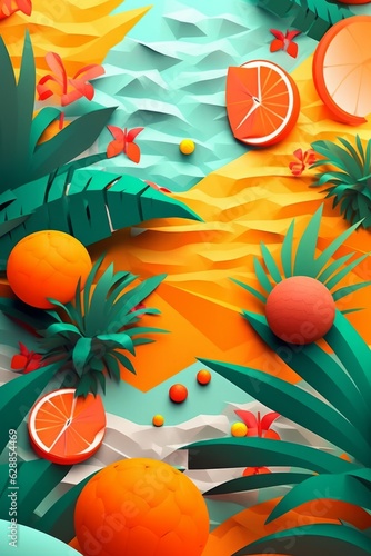 Vibrant Summer Themed 3D Abstract Background