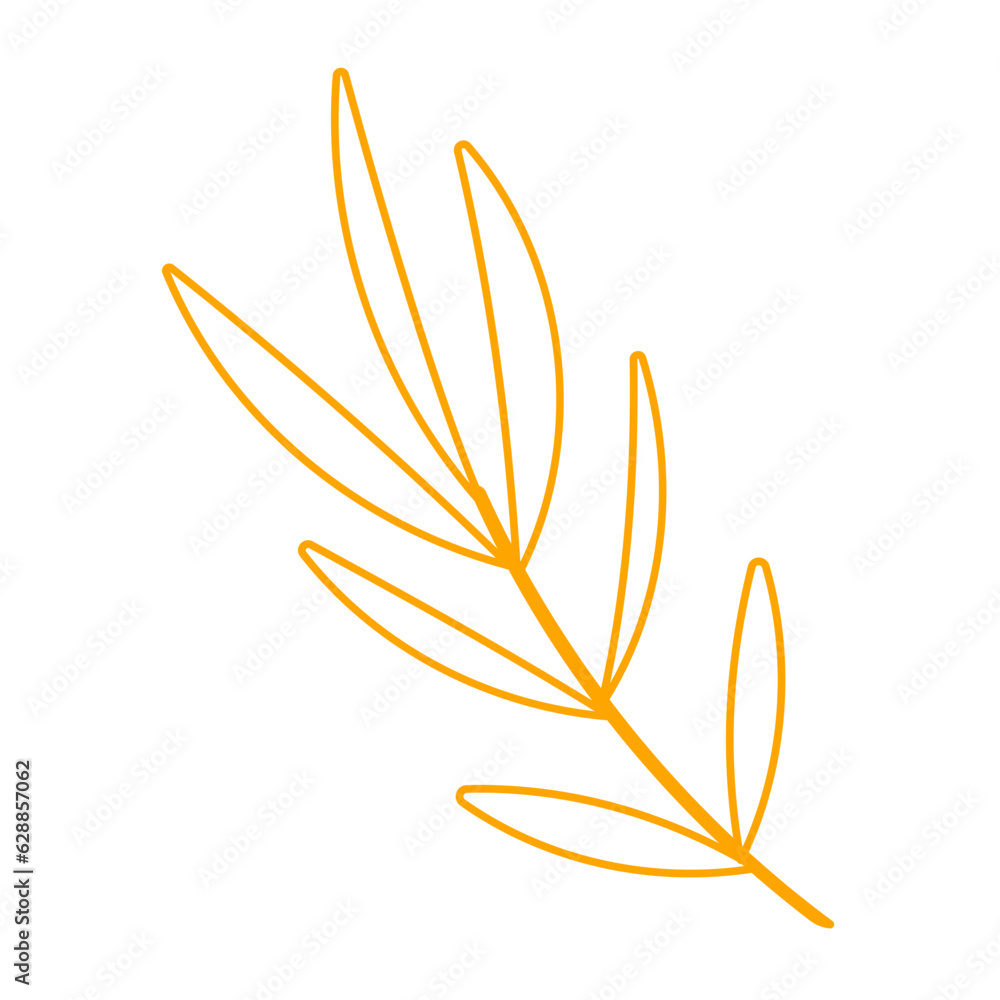 leaf branch line yellow doodle element icon leaf branch line yellow doodle element icon