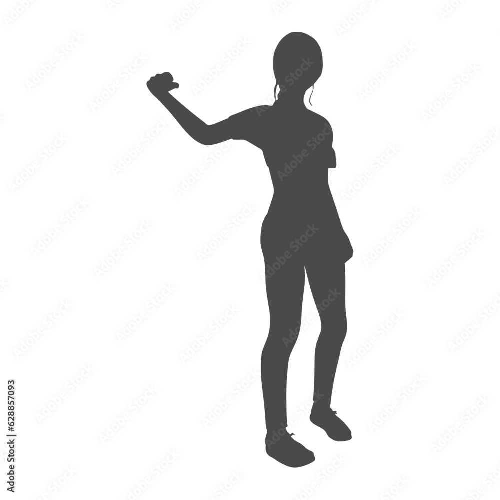 Standing woman. Sport girl illustration. Young woman silhouette.