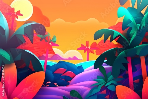 Vibrant Summer Themed 3D Abstract Background