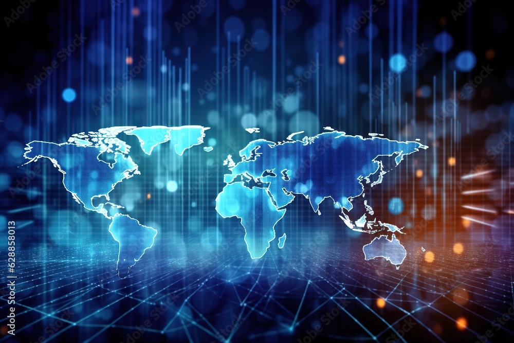 Economy background with abstract stock market graph, tickers, financial
