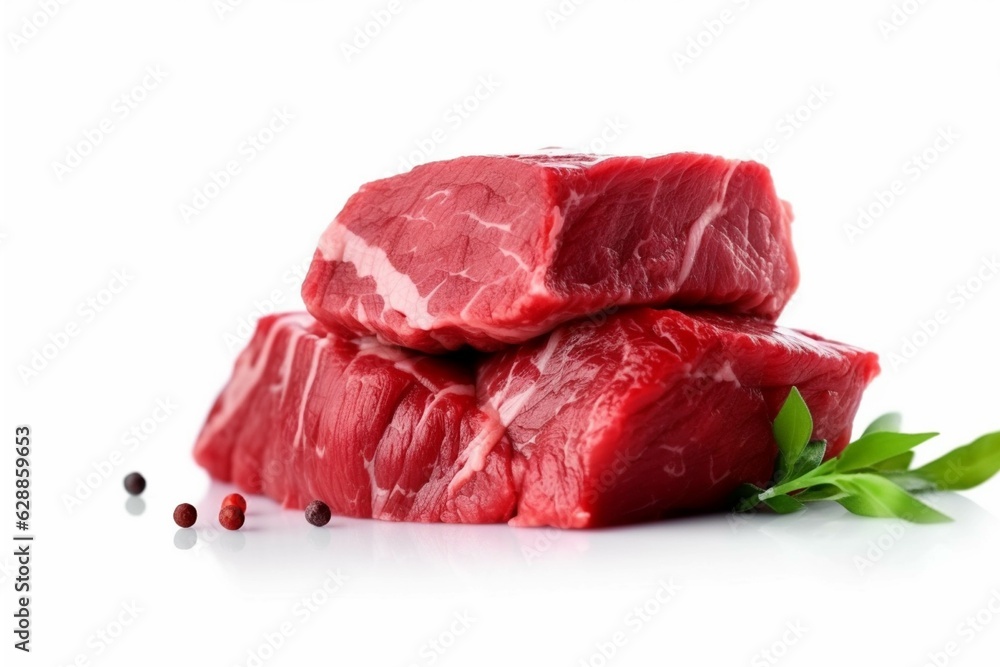  Fresh raw beef steak with spices and herbs on a black background