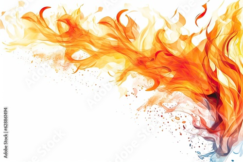 Flames on a white background. Generative AI