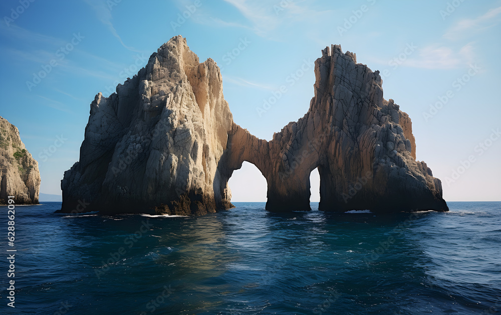 Naklejka premium two rock formations in the ocean