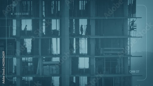 CCTV People Working On Building Under Construction
