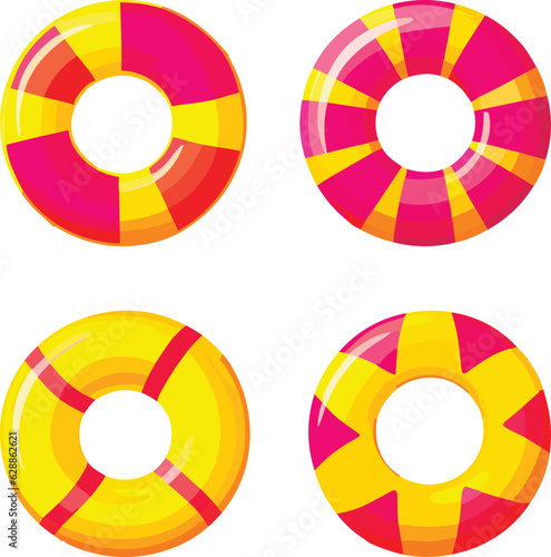 pool swimming rings set vector illustration