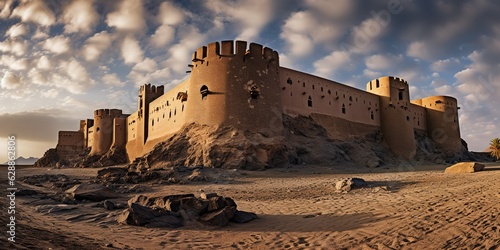 With a barn fortress in Saudi Arabia under the lingering sun.
