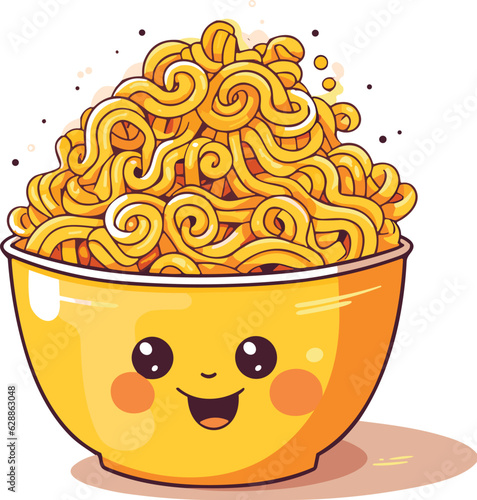 cartoon ramen noodle bowl vector illustration