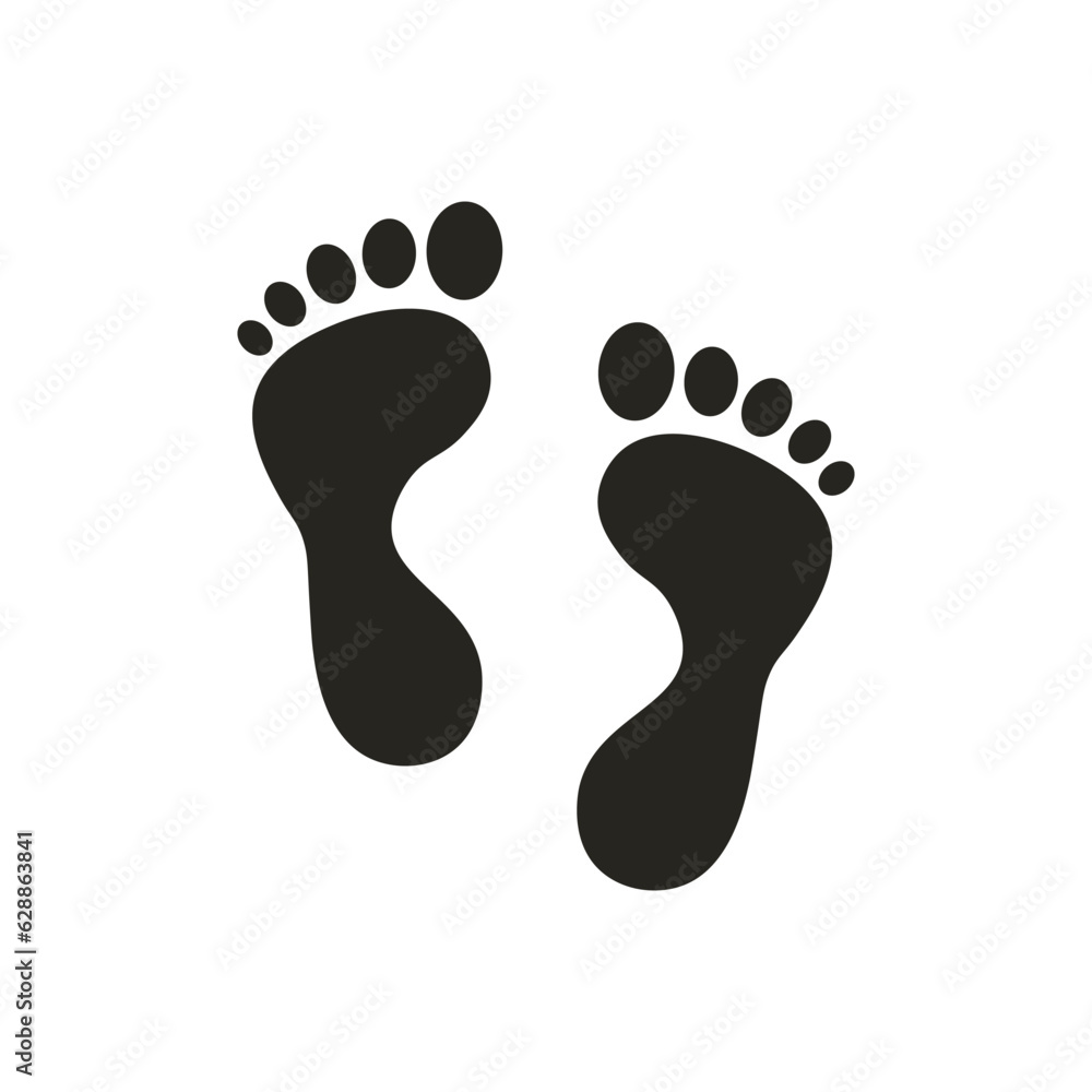 Isolated illustration of black pictogram footprint, foot print, trace bare feet on ground, step, steps, for nature, adventure, sports graphic template Isolated illustration of black pictogram footprint, foot print, trace bare feet on ground, step, steps, for nature, adventure, sports graphic template