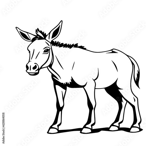 Monochrome donkey, exuding stubborn charm  elegantly captured in a classic style © tcheres