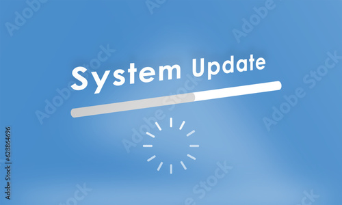 System Update sign with loading icon and text. Update or upgrade concept web vector illustration for any software, hardware and technology system. 