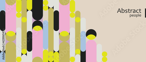 abstract people group woman and man creative diverse community communication connect networking teamwork background. simple geometric crowd vector illustration