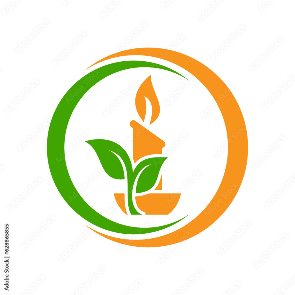 logo eco energy and candle. Professional candle logo design concept.