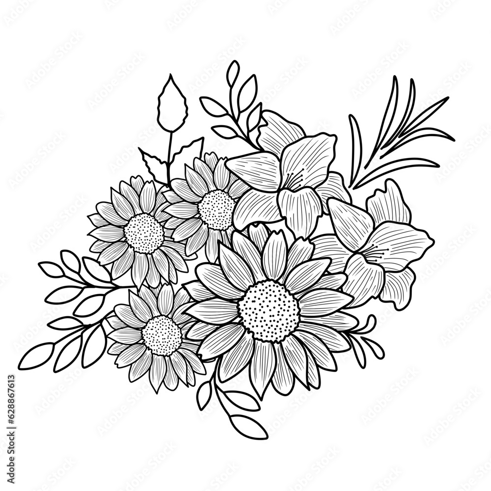 hand drawn flower arrangement