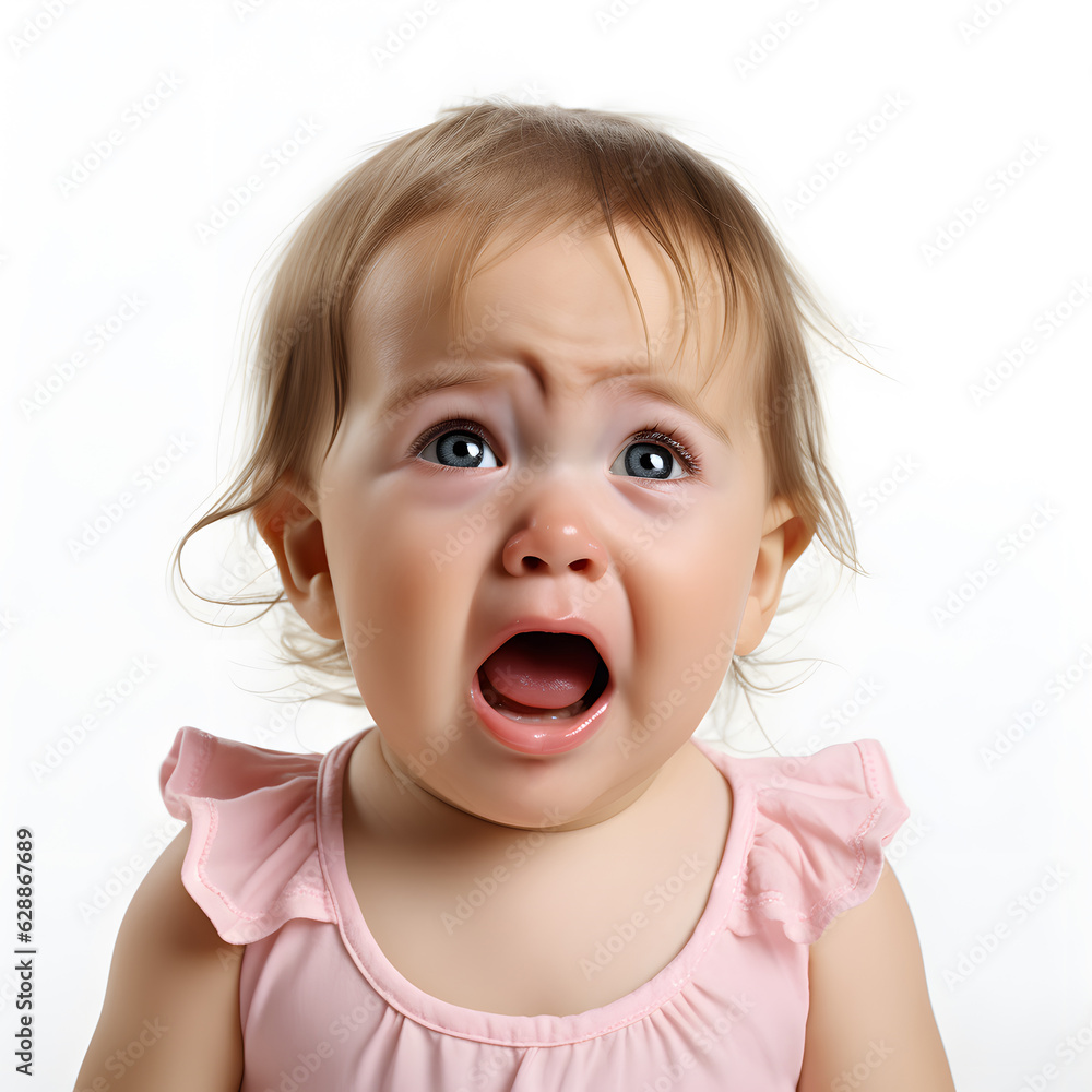 Сlose up portrait of a crying baby, cute little child is crying isolated on white background Сlose up portrait of a crying baby, cute little child is crying isolated on white background