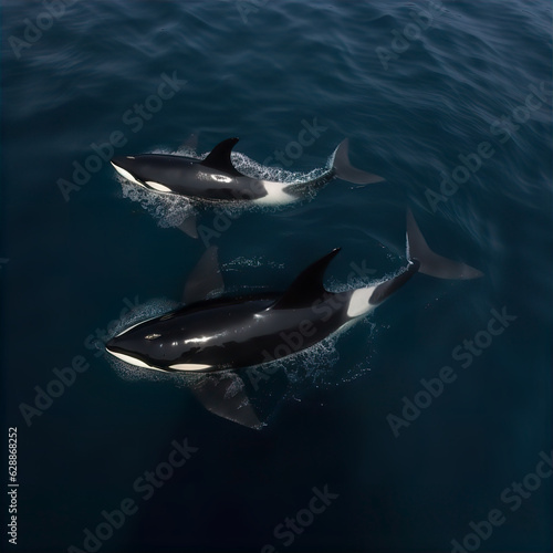 Moonlit Dance - Orcas in the Dark Blue Sea