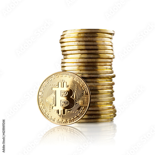 Bitcoins stacked