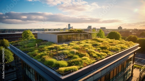 Fotografia A green roof installation on a sustainable building