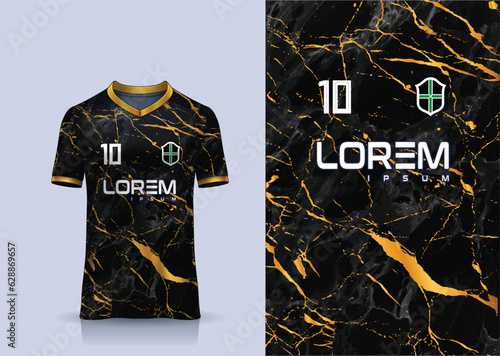 Fabric textile design for Sport t-shirt, Soccer jersey mockup for football club. uniform front view