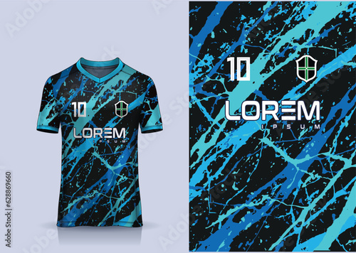 Fabric textile design for Sport t-shirt, Soccer jersey mockup for football club. uniform front view