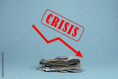 Decrease in profit. Deteriorating financial condition. Bankruptcy concept. The financial crisis and its impact on income