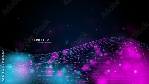 Particle grid modern technology concept on dark background