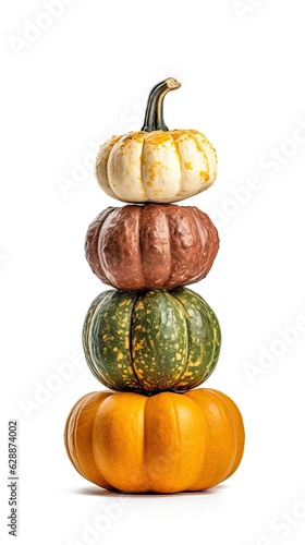 tower made of decorative pumpkins