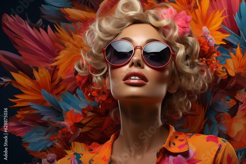Portrait of a fashionable woman wearing sunglasses, generative ai