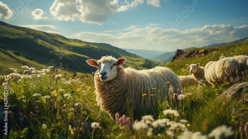 A flock of sheep on the grassland.