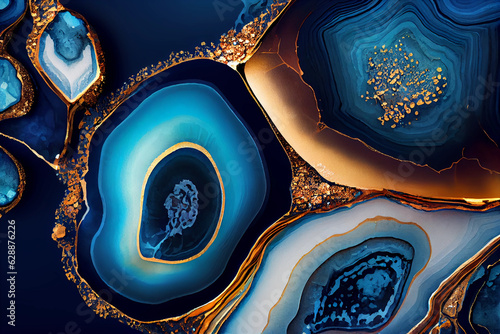 Abstract blue marbling wavy texture. Aspect ratio 3:2 Generative AI.